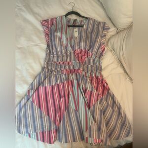 New With Tags: By Anthropologie Cap-Sleeve V-Neck A-Line Mini Dress